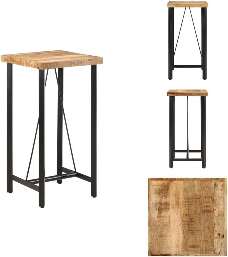 VidaXL Bartafel Bartafels Statafel Hoge Tafel Bartafel 55x55x107 cm massief mangohout en ijzer