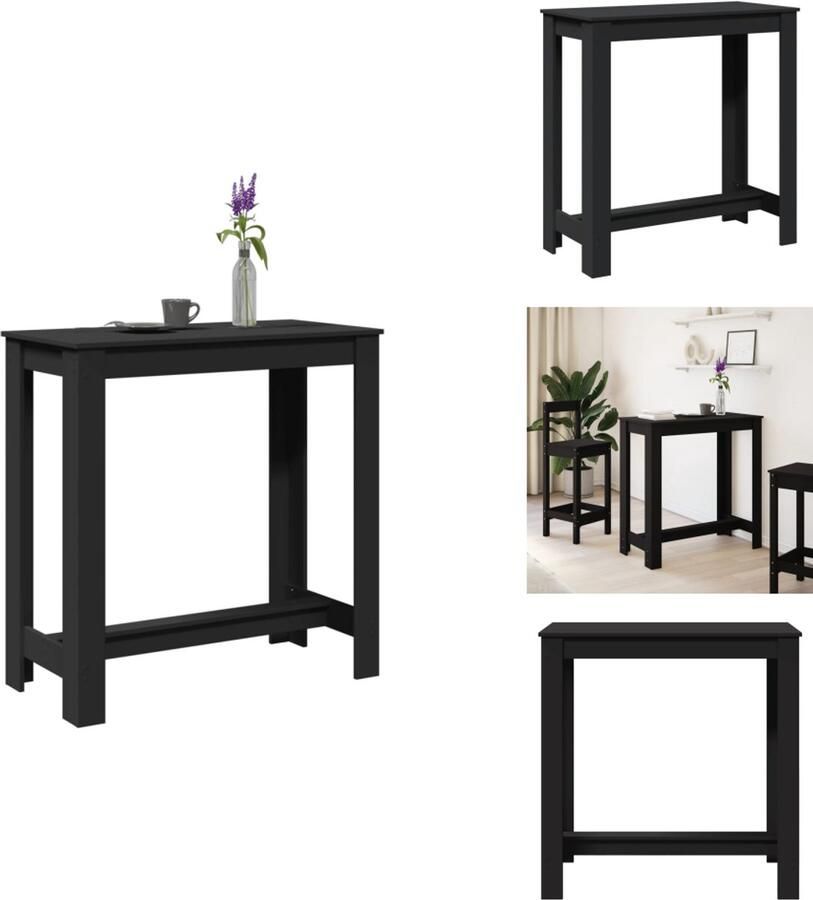The Living Store Bartafel 102x50x103 5 cm bewerkt hout zwart Bartafel Zwarte Bartafel Houten Bartafel Hoogstaande Tafel Lounge Tafel - Foto 2