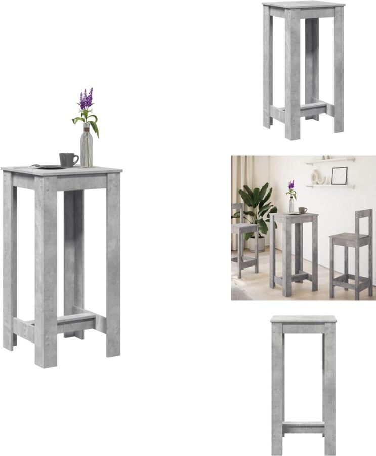 VidaXL Bartafel Bartafels Statafel Statafeltje Bartafel 51x50x103 5 cm bewerkt hout betongrijs