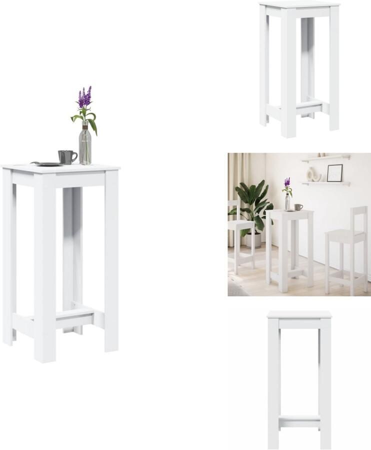 VidaXL Bartafel Bartafels Statafel Statafeltje Bartafel 51x50x103 5 cm bewerkt hout wit