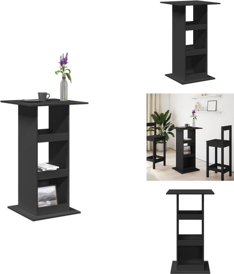 VidaXL Bartafel Bartafels Statafel Statafeltje Bartafel met opbergruimte 60x60x102 cm bewerkt hout zwart