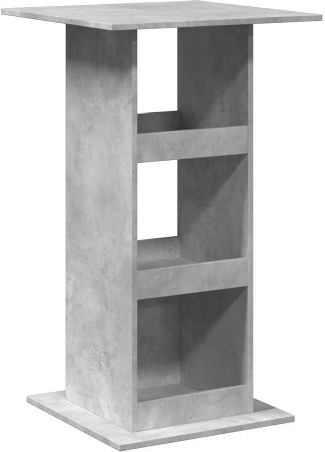 The Living Store Bartafel met opbergruimte 60x60x102 cm bewerkt hout betongrijs Bartafel Houten Bartafel Kastje Onder Tafel Multifunctioneel Meubel Keuken Eiland