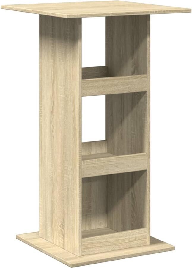 The Living Store Bartafel met opbergruimte 60x60x102 cm hout sonoma eikenkleurig Bartafel Salontafel Houten Tafel Eikenhouten Tafel Opslagruimte