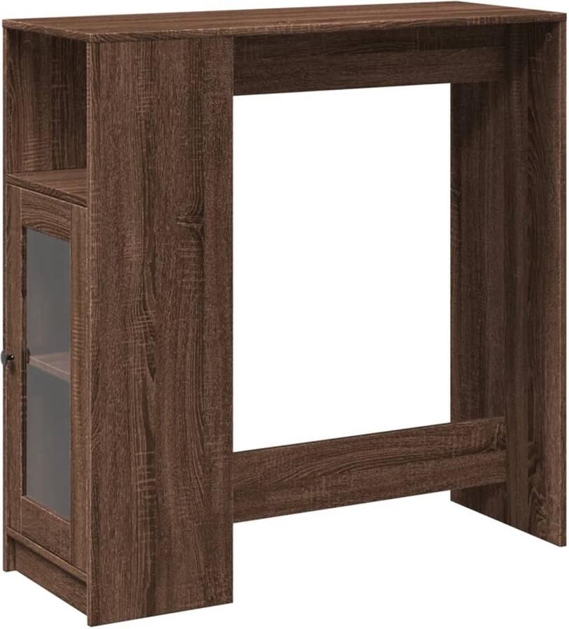 The Living Store Bartafel met rekken 101x40x103 5 cm bewerkt hout bruin eiken Bartafel Houten Bartafel Eetkamertafel Loungehoek Multifunctioneel Meubel