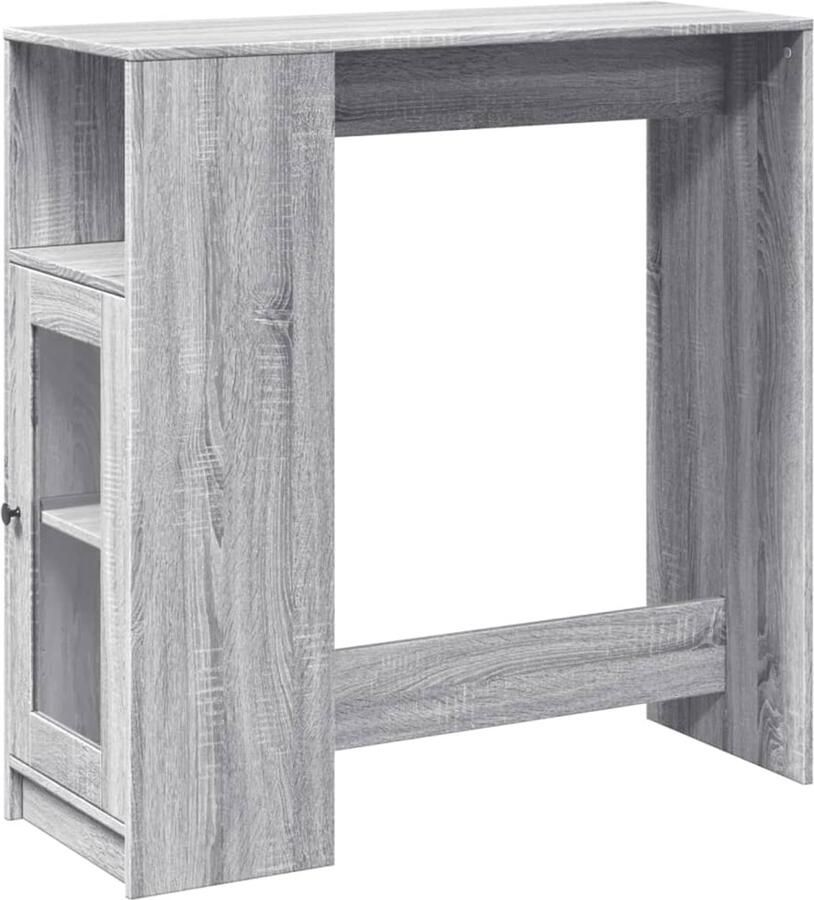 The Living Store Bartafel met rekken 101x40x103 5 cm bewerkt hout grijs sonoma Bartafel Houten Bartafel Keuken Eiland Loungehoek Ontbijttafel