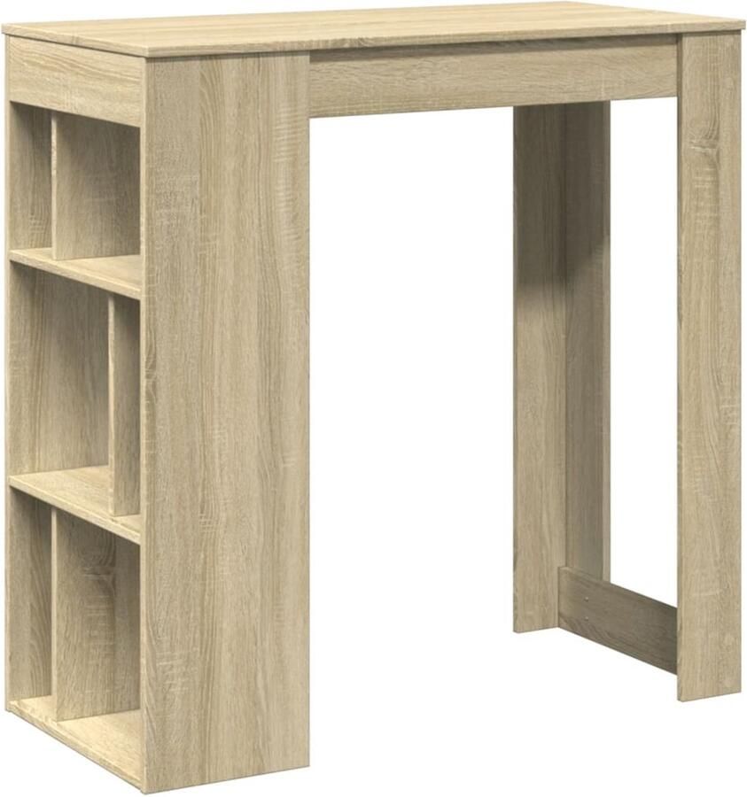 The Living Store Bartafel met rekken 102x50x103 5 cm hout sonoma eikenkleur Bartafel Houten Bartafel Eettafel Servieskast Opslagruimte
