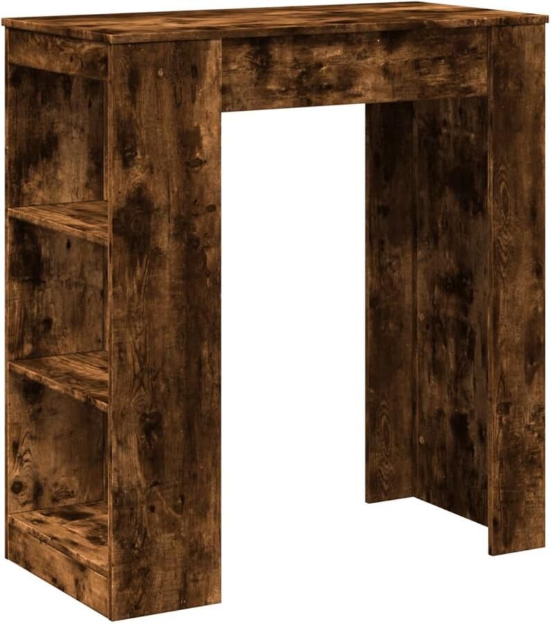 The Living Store Bartafel met rekken 95x47x103 5 cm bewerkt hout gerookt eiken Bartafel Houten Tafel Keukenmeubel Eetkamerstoel Livingroom Meubels
