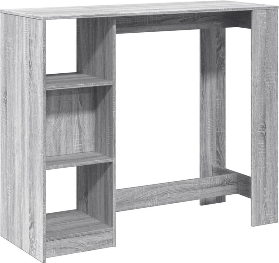 The Living Store Bartafel met schap 124x46x103 5 cm bewerkt hout grijs sonoma Bartafel Houten Bartafel Lounge Tafel Barkast Opslagruimte