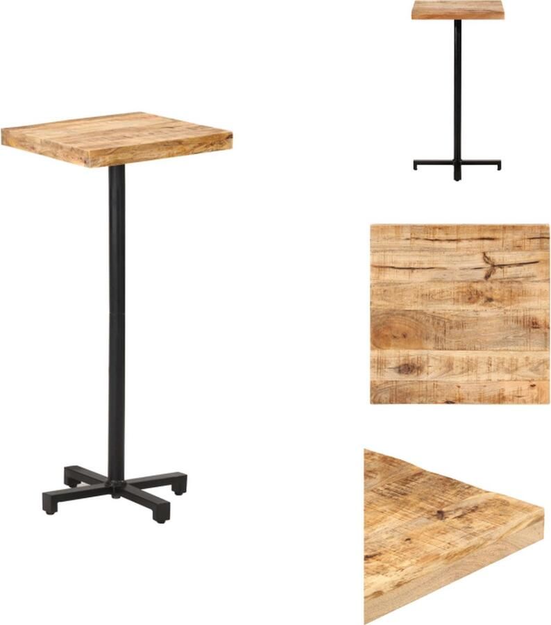 VidaXL Tafel Ruw Mangohout Eettafel Bijzettafel 50x50x110 cm Handgemaakt Natuurlijke afwerking Tafel