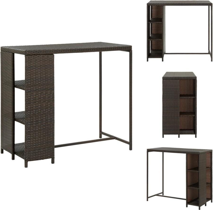 VidaXL Bartafel Bartafels Tuintafel Tuintafels Bartafel met opbergrek 120x60x110 cm poly rattan bruin