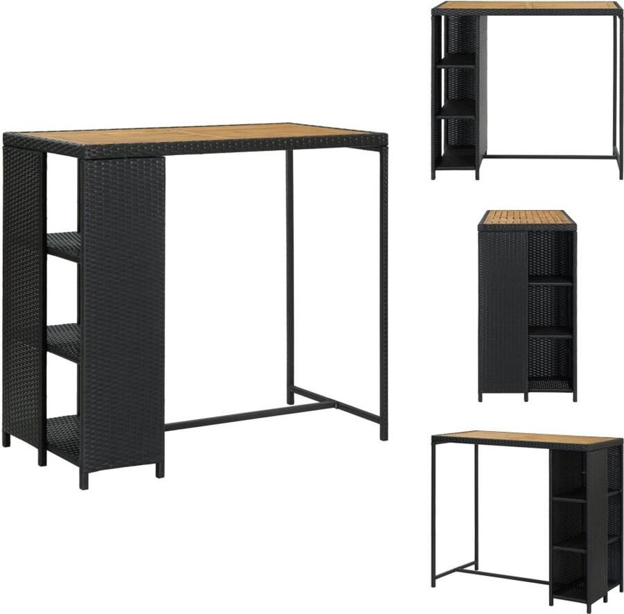 VidaXL Bartafel Bartafels Tuintafel Tuintafels Bartafel met opbergrek 120x60x110 cm poly rattan zwart