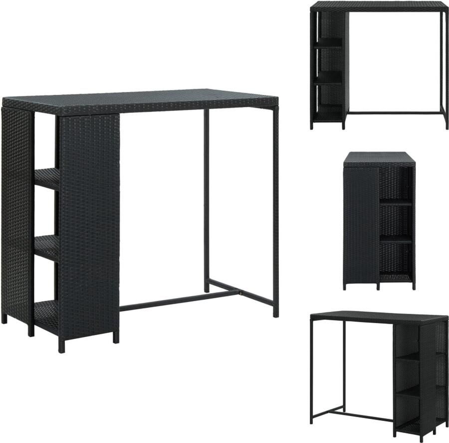 VidaXL Bartafel Bartafels Tuintafel Tuintafels Bartafel met opbergrek 120x60x110 cm poly rattan zwart
