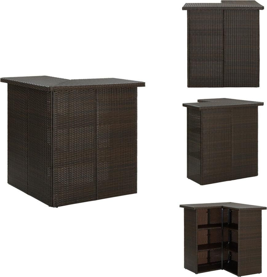 VidaXL Bartafel Bartafels Tuintafel Tuintafels Hoekbartafel 100x50x105 cm poly rattan bruin - Foto 2