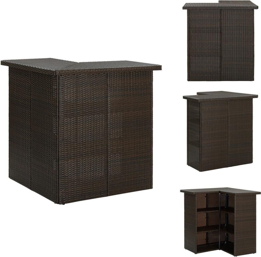 VidaXL Bartafel Bartafels Tuintafel Tuintafels Hoekbartafel 100x50x105 cm poly rattan bruin