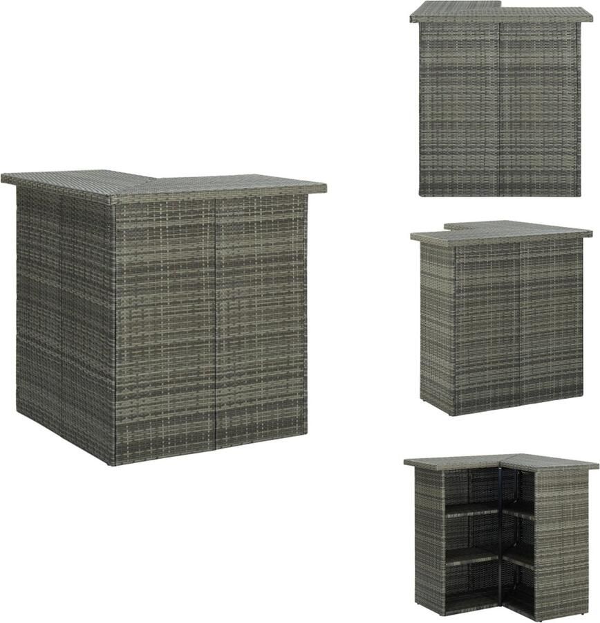 VidaXL Bartafel Bartafels Tuintafel Tuintafels Hoekbartafel 100x50x105 cm poly rattan grijs - Foto 2
