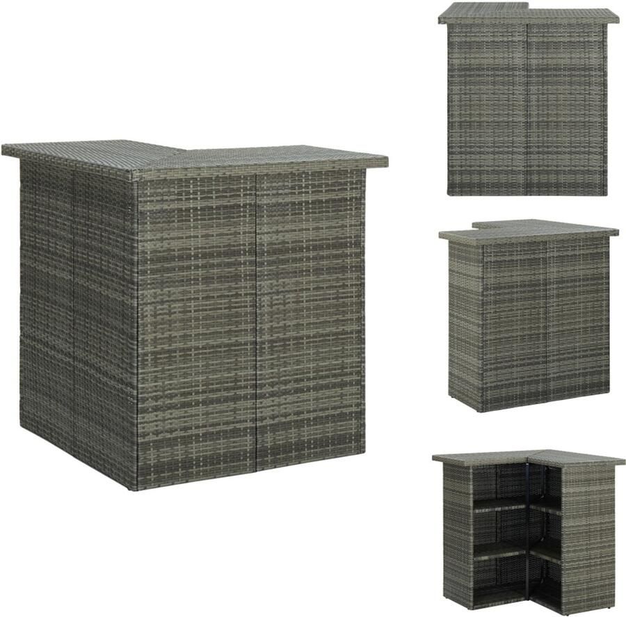 VidaXL Bartafel Bartafels Tuintafel Tuintafels Hoekbartafel 100x50x105 cm poly rattan grijs