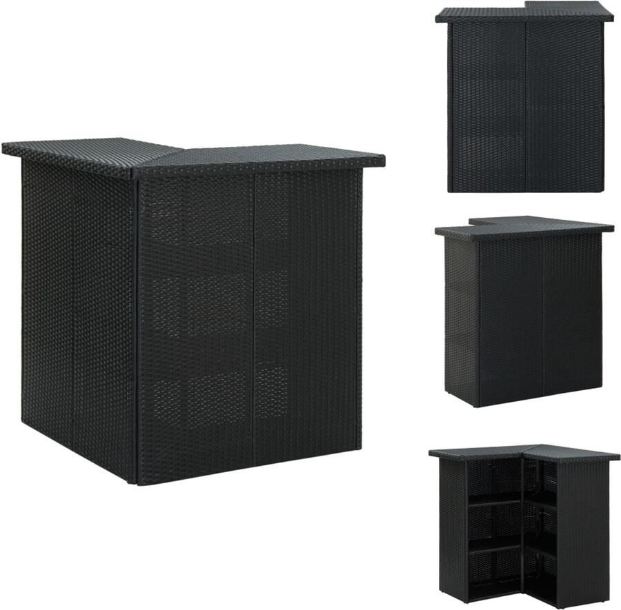 VidaXL Bartafel Bartafels Tuintafel Tuintafels Hoekbartafel 100x50x105 cm poly rattan zwart