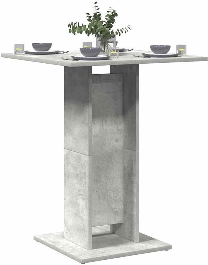 The Living Store Bistrotafel Betongrijs 60 x 60 x 75 cm Spaanplaat Bistrotafel Bartafel Eetkamerstoel Betonlook Grijze Meubels - Foto 2
