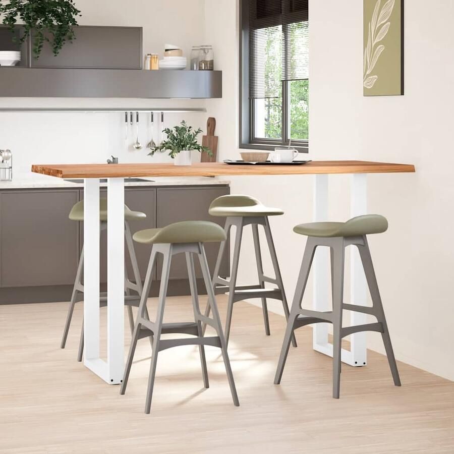 VidaXL Eettafel rechthoekig 200x80x112 cm massief eikenhout lichtbruin - Foto 2