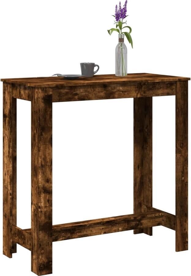 VidaXL Bartafel gerookt eiken 102x50x103 5 cm Bartafel Houten Tafel Lounge Tafel Eettafel Cafétafel Modern Design Industriële Tafel Multifunctionele Tafel Binnentafeltjes Kookeiland Tafels Woonkamersfeer Ontbijttafel - Foto 2
