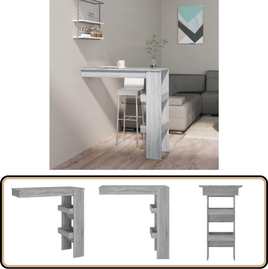 VidaXL Bartafel Grijs Sonoma Eiken 102x45x103 5 cm Bartafel Wandmontage Houten Tafel Grijze Tafel Design Tafel