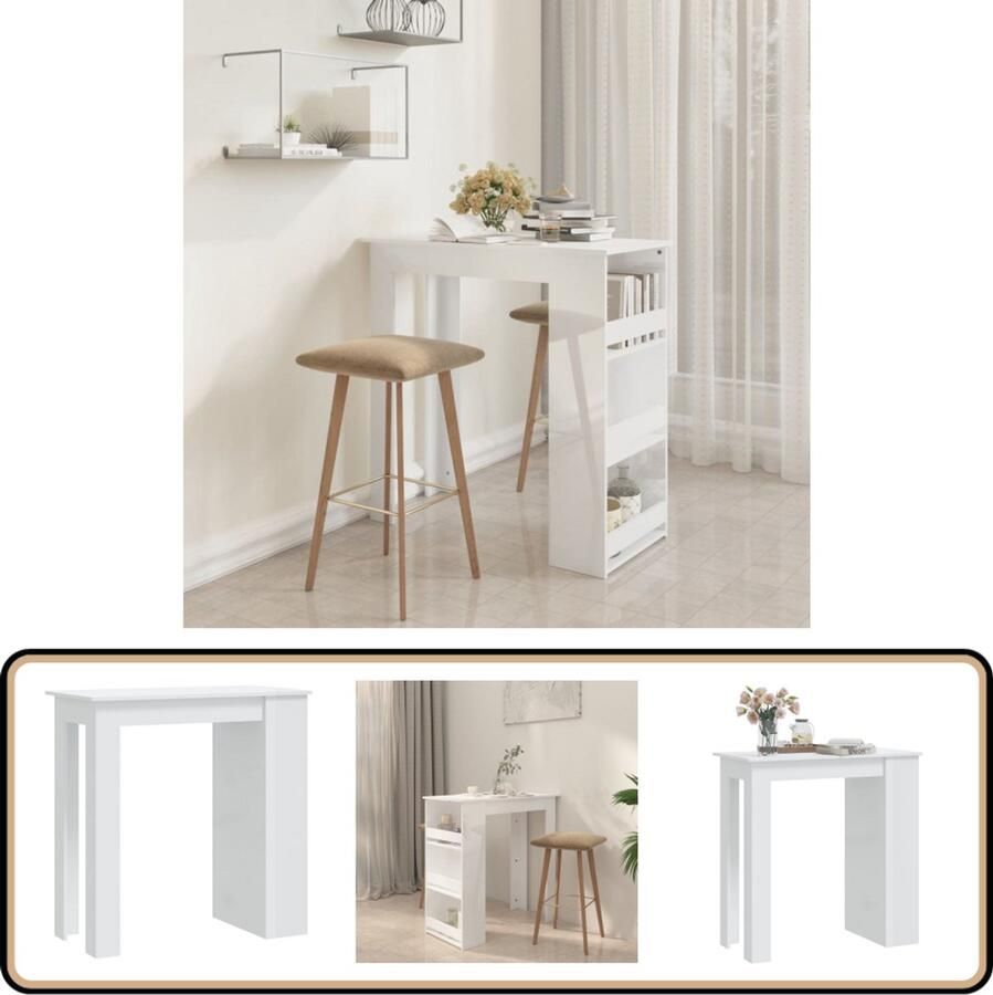 VidaXL Bartafel Hoogglans Wit 102x50x103 5 cm Bartafel Witte Bartafel Houten Bartafel Met Opbergruimte Salontafel