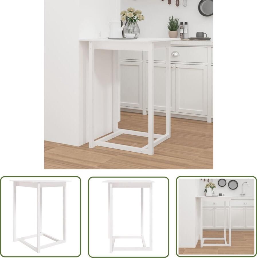 The Living Store Houten Bartafel Massief grenenhout 80 x 80 x 110 cm Wit Houten Bartafel Kopen Bistrotafel Cafetafel Vita Xl - Foto 3