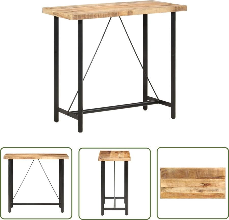 The Living Store Bartafel IndustriÃle Uitstraling Ruw Mangohout 120 x 58 x 107 cm Bruin Zwart Industriele Bartafel Mango Hout Bruine Bartafel Zwarte Bartafel Eetkamertafel - Foto 2