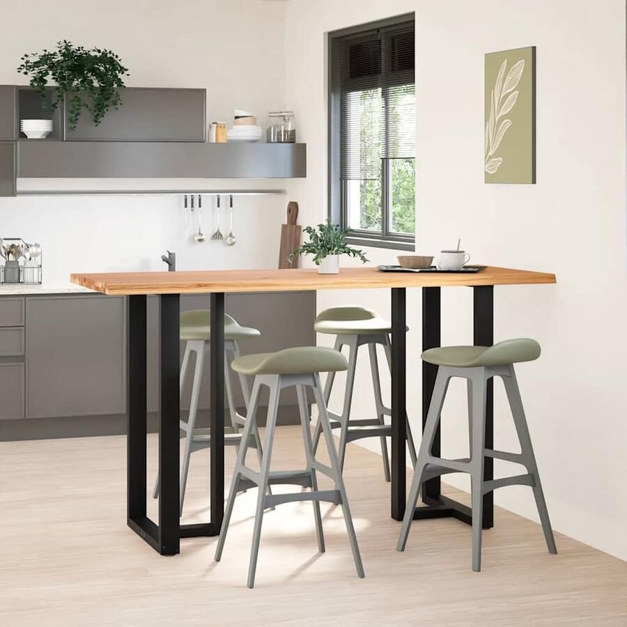 VidaXL Bartafel rechthoekig 200x80x112 cm massief eikenhout lichtbruin - Foto 4