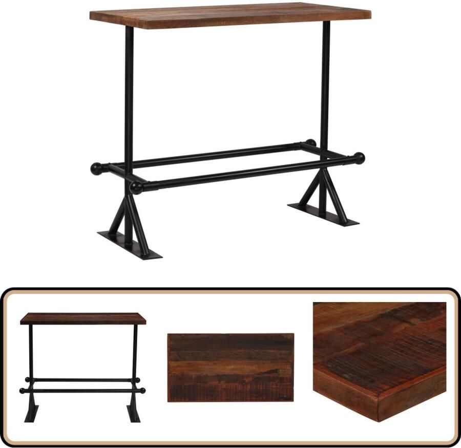 VidaXL Bartafel Massief Gerecycled Hout 120x60x107 cm Bartafel Industrieel Design Vintage Meubels Houten Tafels Stapeltafels