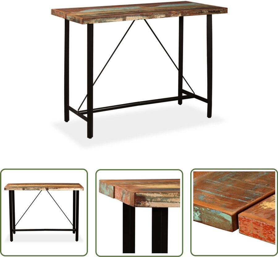 VidaXL Bartafel Massief gerecycled hout 150x70x107cm Industriele Bartafel Industrieel Houten Bartafel Vintage Bartafel Recycled Wood Furniture Designbartafel