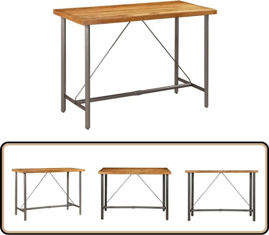 VidaXL Bartafel Massief Gerecycled Teakhout 150x70x106 cm Bartafel Teak Meubilair Industriele Stijl Vintage Interieur Salontafel