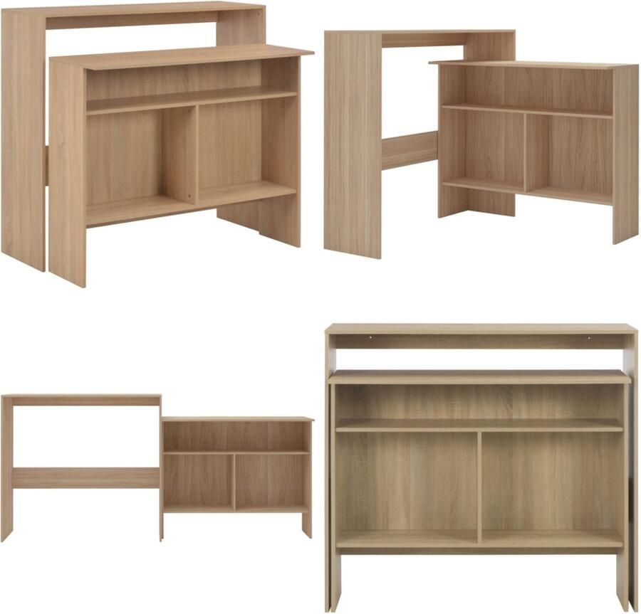 VidaXL Bartafel met 2 tafelbladen 130x40x120 cm eikenkleurig Bartafel Bartafels Bistrotafel Bistrotafels