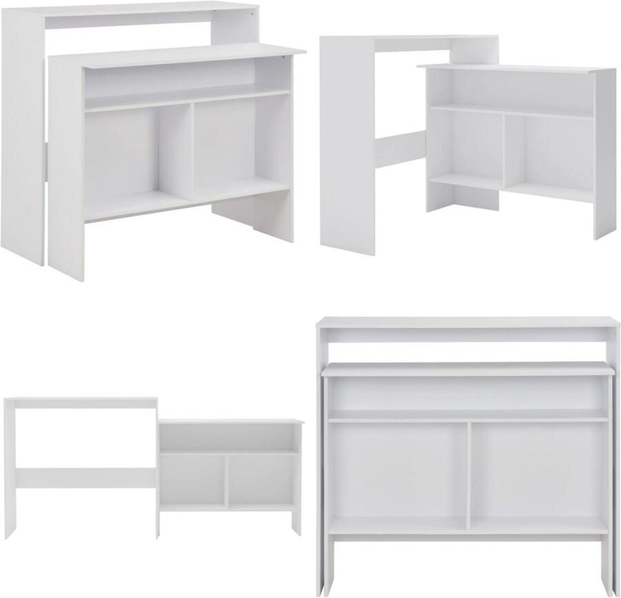 VidaXL Bartafel met 2 tafelbladen 130x40x120 cm wit Bartafel Bartafels Bistrotafel Bistrotafels