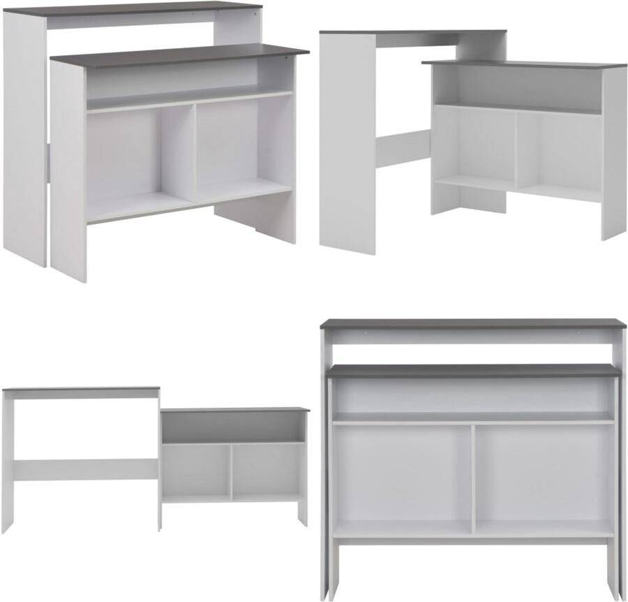 VidaXL Bartafel met 2 tafelbladen 130x40x120 cm wit en grijs Bartafel Bartafels Bistrotafel Bistrotafels