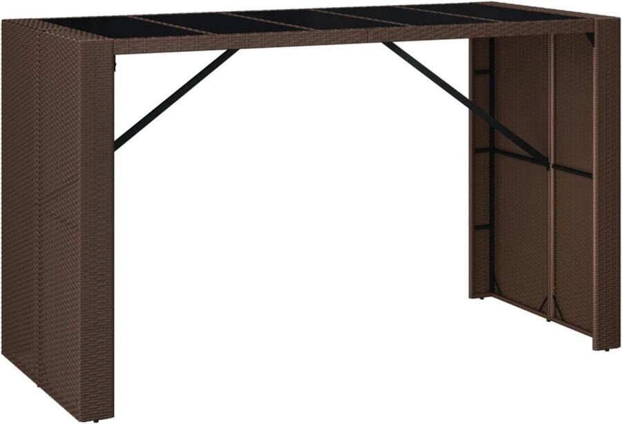 VidaXL Bartafel met glazen blad 185x80x110 cm poly rattan bruin Bartafel Met Glazen Blad Bartafels Met Glazen Bladen Feesttafel Bistrotafel