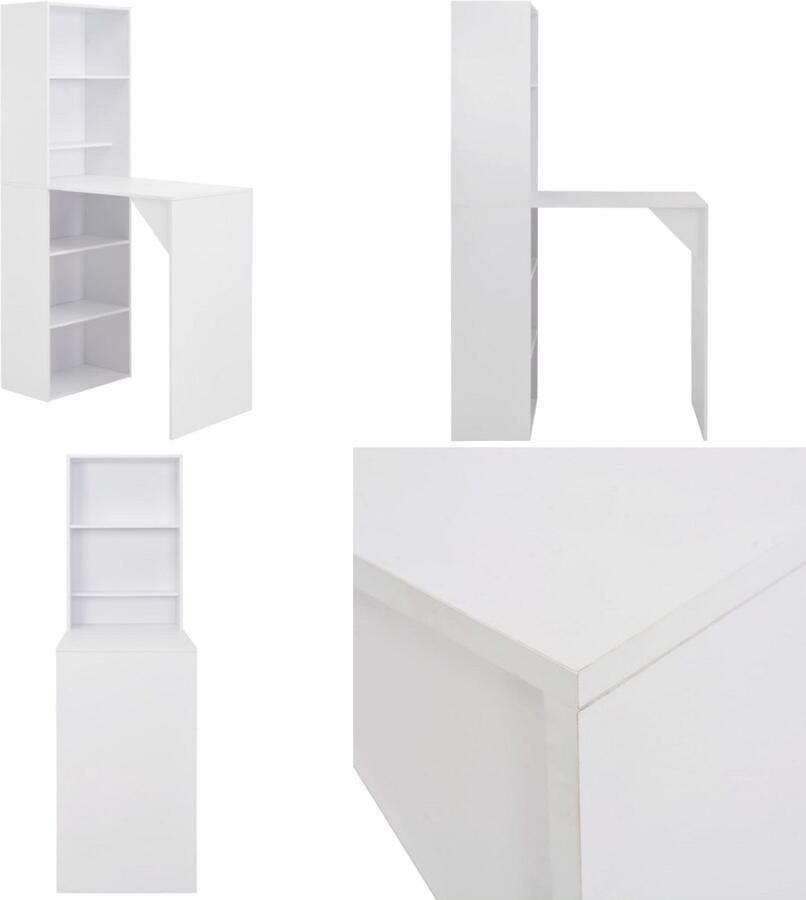 VidaXL Bartafel met kast 115x59x200 cm wit Bartafel Bartafels Bistrotafel Bistrotafels