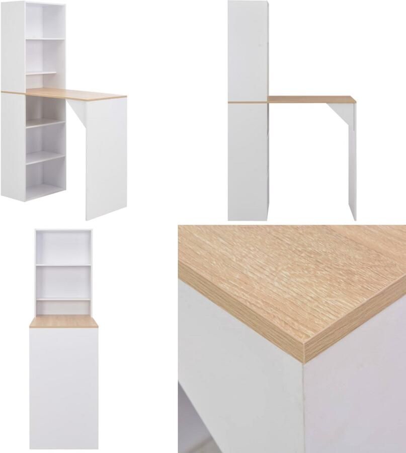 VidaXL Bartafel met kast 115x59x200 cm wit Bartafel Bartafels Bistrotafel Bistrotafels