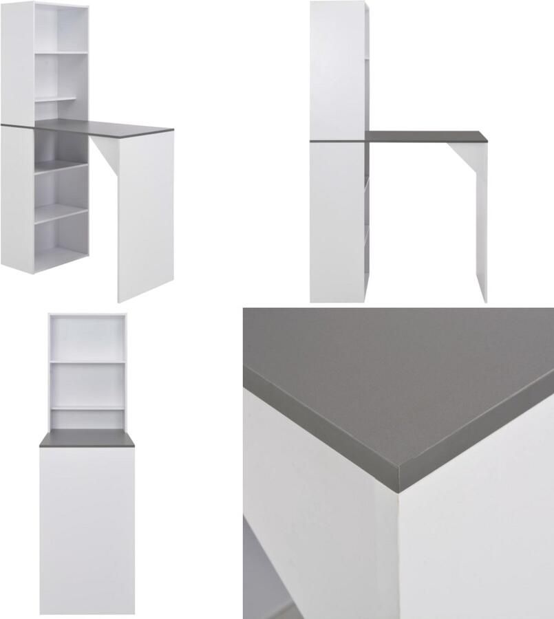 VidaXL Bartafel met kast 115x59x200 cm wit Bartafel Bartafels Bistrotafel Bistrotafels