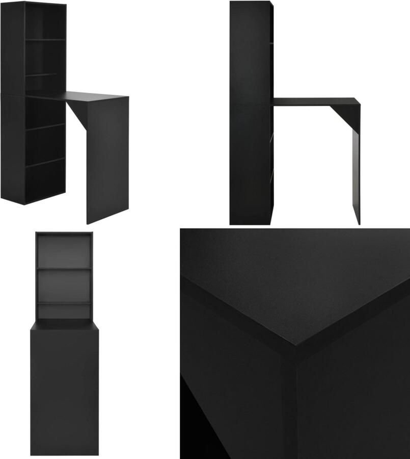 VidaXL Bartafel met kast 115x59x200 cm zwart Bartafel Bartafels Bistrotafel Bistrotafels