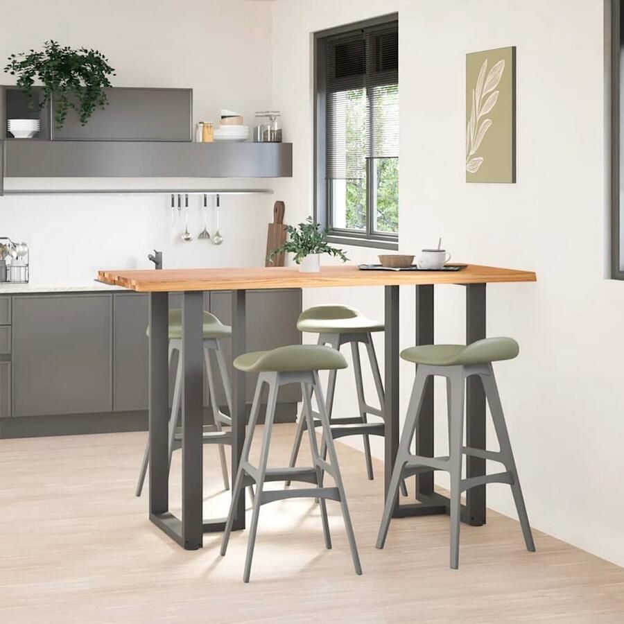 The Living Store Bartafel met natuurlijke rand 180x80x102 cm massief eikenhout Bartafel Eetkamerstoel Salontafel Houten Tafel Eikenhouten Tafel