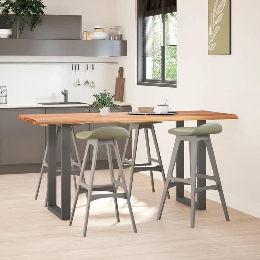 VidaXL Bartafel Natuurlijke Rand 200x80x92 cm Bartafel Eikenhouten Tafel Salontafel Eetkamerset Industriële Tafel Landelijke Tafel Massief Hout Vintage Tafel