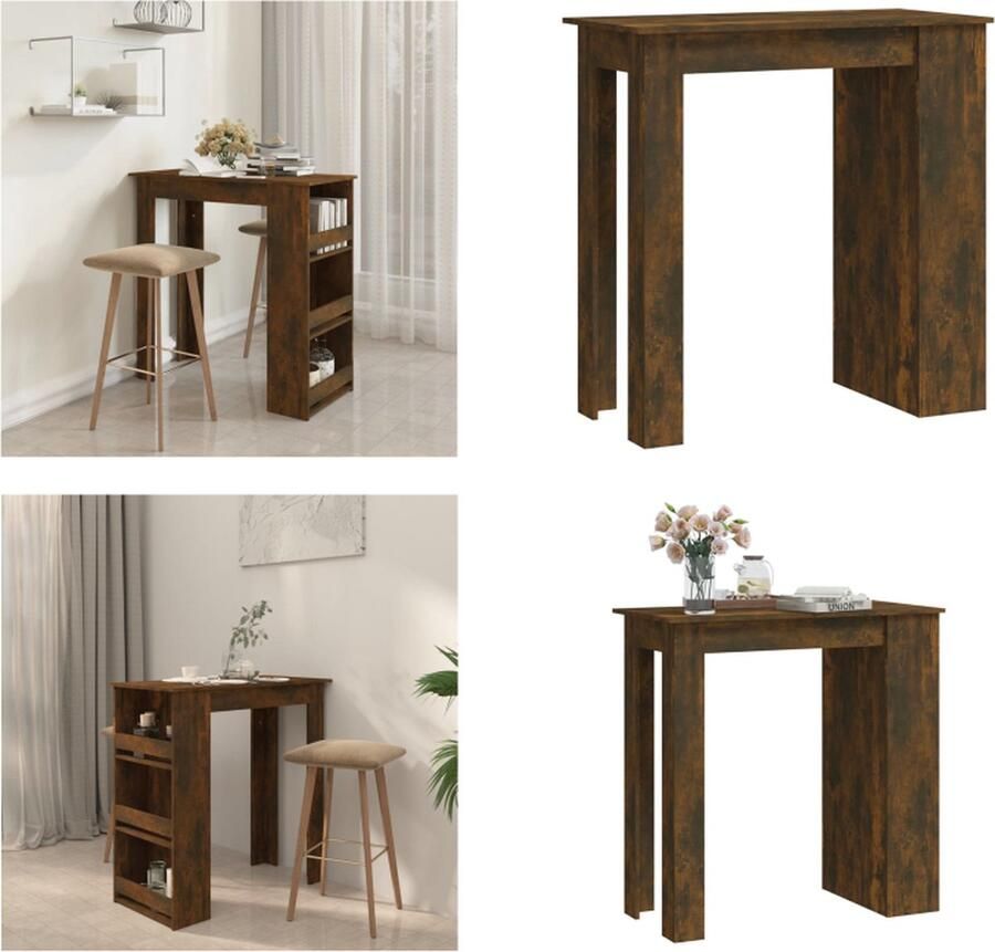 VidaXL Bartafel met opbergrek 102x50x103-5cm spaanplaat gerookt eiken Bartafel Bartafels Bistrotafel Pubtafel