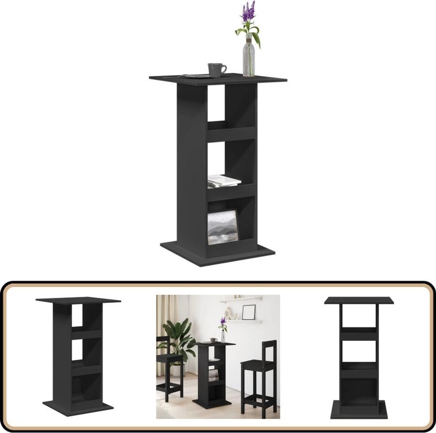 VidaXL Bartafel 60x60x102 cm Zwart Hout Bartafel Houten Bartafel Salontafel Kookeiland Opslagkast Multifunctioneel Meubel Industriële Bartafel Zwarte Bartafel Kleine Bartafel Trendy Bartafel