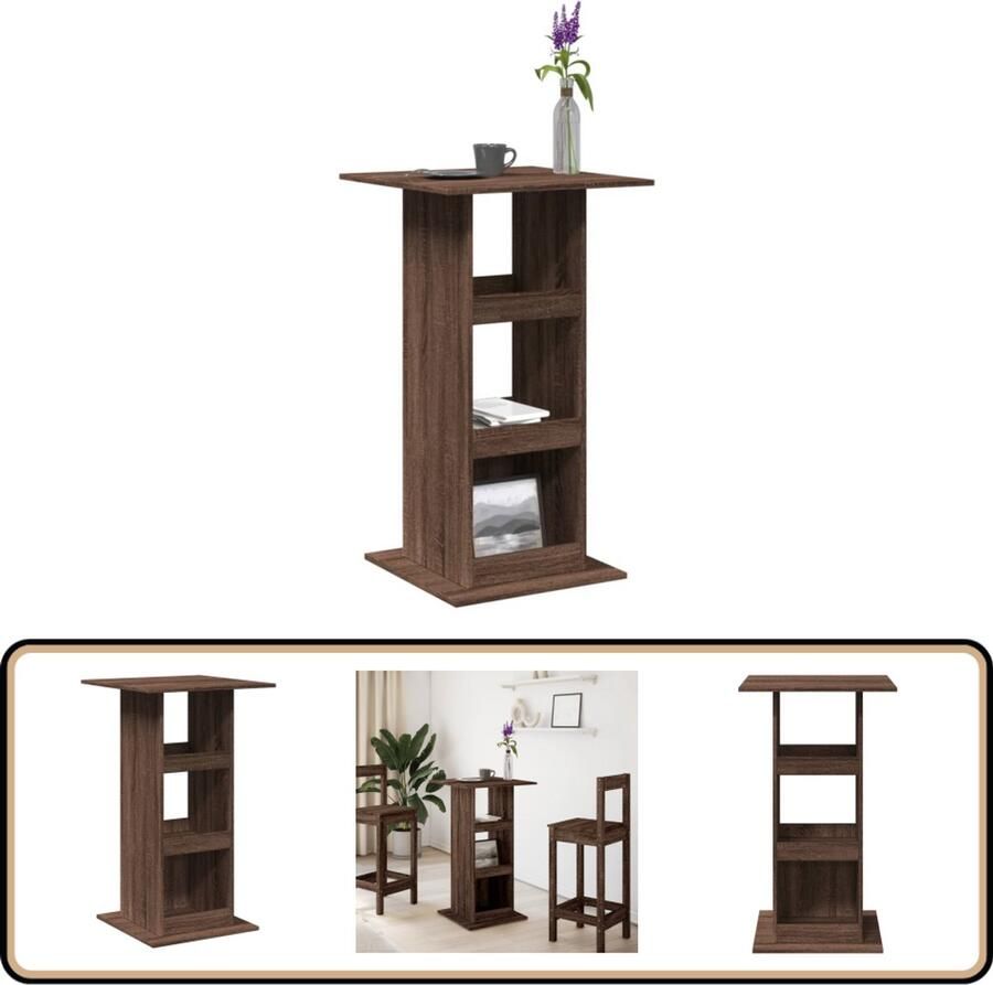 VidaXL Bartafel met opbergruimte 60x60x102 cm hout bruin eikenkleur