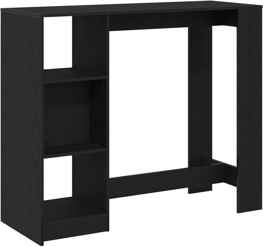 VidaXL Bartafel met Plank Zwart Eikenhout 102 5x46x103 5 cm Engineered Hout