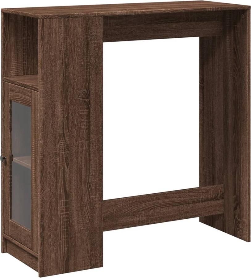 VidaXL Bartafel met rekken Bruin Eiken 101x40x103 5 cm Bartafel Houten Bartafel Keukenbar Loungehoek Opslagkast Multifunctioneel Meubel Modern Design Bruine Eiken Kleur Compact Tafellaar Stapelbare Stoelen
