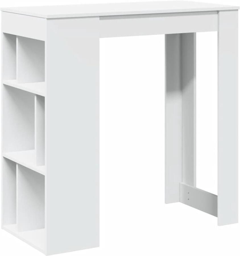 VidaXL Bartafel met rekken 102x50x103 5 cm bewerkt hout wit Bartafel Bartafels Statafel Statafeltje