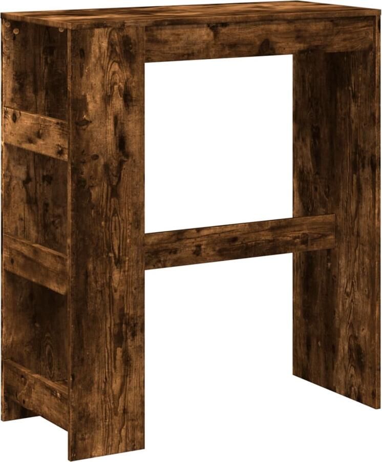 VidaXL Bartafel 90x40x103 5 cm Gerookt Eiken Bartafel Houten Bartafel Keukenbar Loungehoek Opslagkast Multifunctioneel Meubel Modern Design Roestvrijstalen Details Rustieke Look Bruine Bartafel