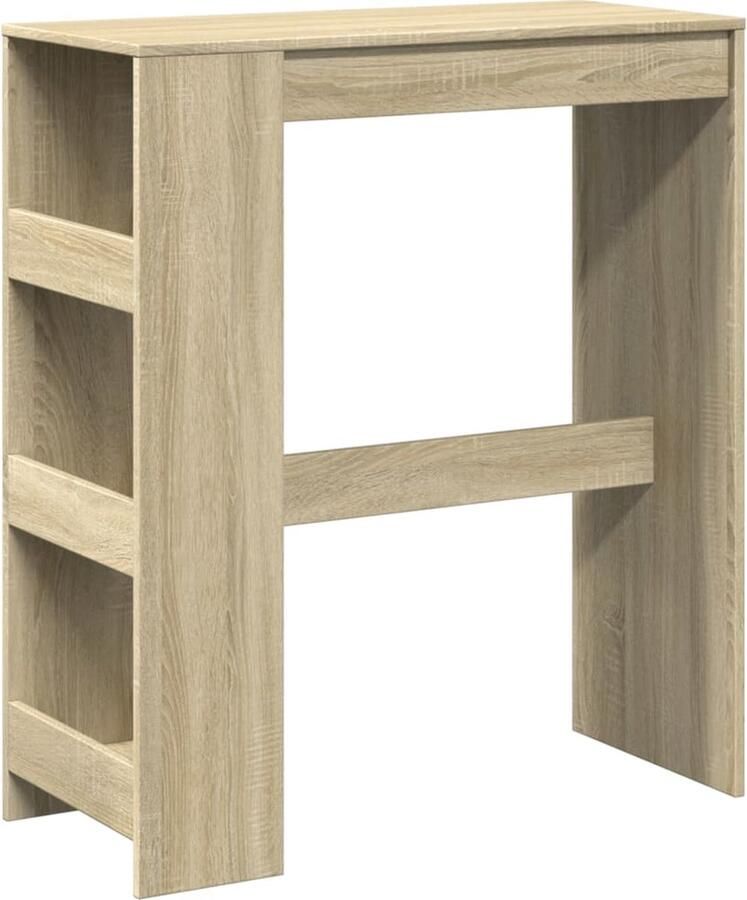 VidaXL Bartafel met rekken 90x40x103 5 cm Sonoma eiken Bartafel Houten Bartafel Lounge Tafel Bistro Tafeltje Snackbar Drinkwagen Opslagkast Multifunctioneel Meubel Moderne Bartafel Sonoma Eiken - Foto 2